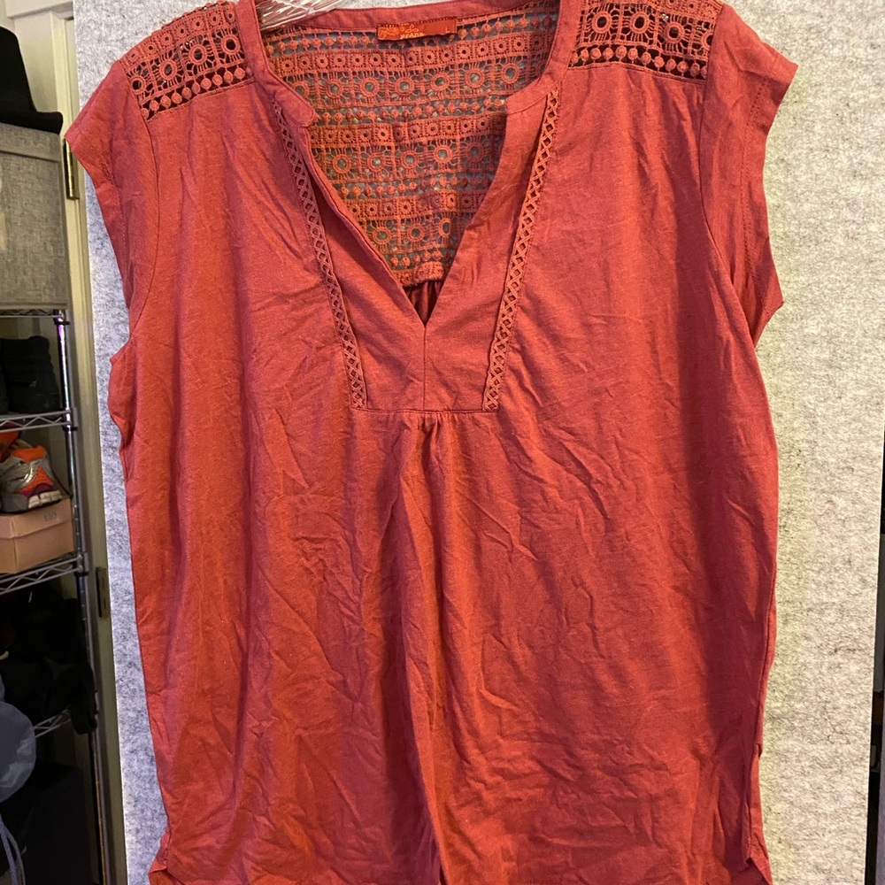 Red Embroidered Prana Tank Top